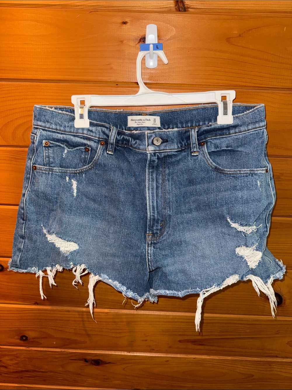 Abercrombie & Fitch Ripped Blue Denim Cutoff Shorts